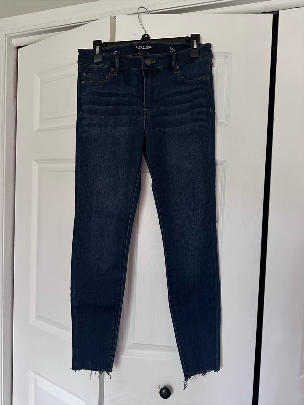 Liverpool Jeans Company Dark Indigo Frayed-Hem Skinny Jeans